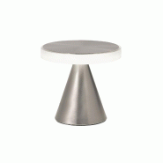 Lampe De Table Led Fabas, Lumière Neutre 8 W 750 Lm 3000 K, Structure En Métal Et Méthacrylate Avec Commande Tactile, Nickel Satiné - Fabas Luce -