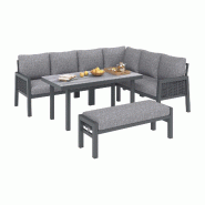 Merax ensemble repas de jardin, 8 personnes, table en verre, gris - gris multi-matériau N634P0065G
