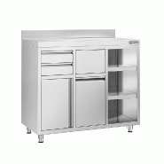 Meuble inox pour machine à café - 1200 x 600 mm - 2 tiroirs