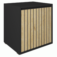Meuble Vertigo T03 1 porte MDF noir et chêne clair 60x47x60 cm