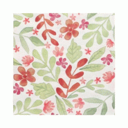 Papstar 200 serviettes, 3 pli(s) pliage 1/4 33 cm x 33 cm « Leaves and Flowers » - vert papier 37512