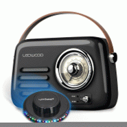 Radio Vintage portable Ledwood ALMA, FM, Bluetooth 5.3 Entrée USB, Puissance 30W, Batterie 1500mAh - Retro Vintage Noir OVNI LED - 3666638035974