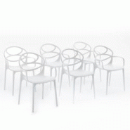 RATTATAN Set de 6 chaises en polypropylène avec fibre de verre, empilables pour extérieur et jardin, bar et restaurant, cuisine design moderne -Char RATTATAN Set de 6 chaises en polypropylène avec fibre de verre, empilables pour extérieur et jardin, bar et restaurant, cuisine design moderne -Char
