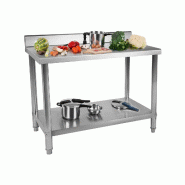 Royal Catering - Royal Catering Table De Travail Adossée Cuisine Professionnel Préparation Confection Boucher Avec Tablette RCAT-120/70-N - inox 425