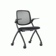 Siège de formation rabattable Nala - Chaise pliable sur roulettes, dossier en résille, assise en tissu, accoudoirs rabattables Siège de formation rabattable Nala - Chaise pliable sur roulettes, dossier en résille, assise en tissu, accoudoirs rabattables
