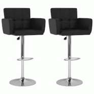 VidaXL Tabourets De Bar Lot De 2 Noir Similicuir - noir 323654 VidaXL Tabourets De Bar Lot De 2 Noir Similicuir - noir 323654