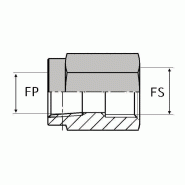 Adaptateur droit femelle NPT x femelle SAE - FNPT3/8 FSAE9/16 - Ø 3/8' 14.41mm x Ø 9/16' 12.76mm