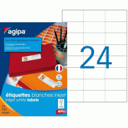 Apli 2400 étiquettes blanches jet d'encre, format 70 x 37 mm (100 feuilles A4 / cdt) - 3270241024982