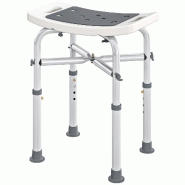Chaise de douche sécurisée 42,5 x 27 x 44-51,5 cm assise rembourrée réglable antidérapante moderne en aluminium gris 21_0000883 - gris aluminium
