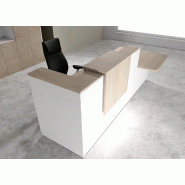Comptoir d'accueil bi-colore avec PMR Delta et réhausse - Droite, Blanc, Non, 282, Acacia clair_0