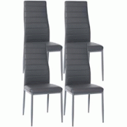 Décoshop26 - Lot de 4 chaises de salle à manger design simple en synthétique gris avec couture cadre en métal noir CDS10407 - gris 3002482632691 Décoshop26 - Lot de 4 chaises de salle à manger design simple en synthétique gris avec couture cadre en métal noir CDS10407 - gris 3002482632691