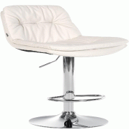 Décoshop26 - Tabouret chaise haute x1 pour cuisine et bar à assise moelleuse en similicuir blanc foncé cadre en métal chromé 10_0005799 - blanc m