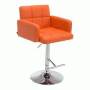 Décoshop26 - Tabouret de bar x1 avec accoudoirs et dossier confortable en synthétique orange pieds métal chromé TDB10484 - 3000449069603