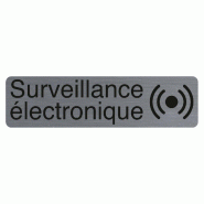 Exacompta - Réf. 67170E - 1 Plaque adhésive imitation aluminium Surveillance électronique -  16,5X4,4 cm - Gris - gris 67170E