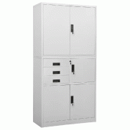 Helloshop26 - Armoire de bureau design moderne rangement 90 x 40 x 180 cm avec 3 étagères réglables en acier gris clair 02_0046912 - gris acier 300
