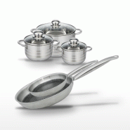 Lot de 2 Poêles 24/28cm & 3 Faitouts 14/16/20cm Elo Relief Solution - gris 3176239942101