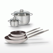 Lot de 3 Poêles 24/28/32 cm Elo Bistro Line et 2 Faitouts 12/24 cm - gris 3176239986365