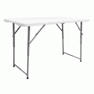 TheHomeWeeks Table pliante solide pour usage public, 120 x 60 x 48/61/74 cm, hauteur réglable. Portable, plateau en PEHD, The HomeWeeks - blanc plast TheHomeWeeks Table pliante solide pour usage public, 120 x 60 x 48/61/74 cm, hauteur réglable. Portable, plateau en PEHD, The HomeWeeks - blanc plast