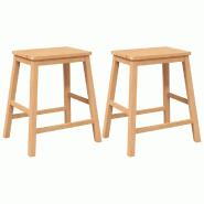 VidaXL Chaises De Bar Lot De 2 Bois Massif D Hévéa - marron 4102579 VidaXL Chaises De Bar Lot De 2 Bois Massif D Hévéa - marron 4102579