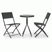 VidaXL Ensemble de bistro 3 pcs Acier Noir - noir acier 318765 VidaXL Ensemble de bistro 3 pcs Acier Noir - noir acier 318765