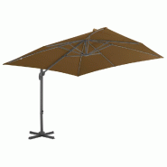 VidaXL Parasol de jardin en porte-à-faux et poteau en aluminium taupe Modèle Atlas Panorama Prestige - beige 44638