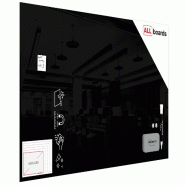 ALLboards Tableau Noir en Verre 200x100 cm - noir TS200x100BK