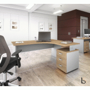 Bureau compact Tono avec caisson - Mobel Linea - 160, Blanc, Droite, 3 tiroirs_0