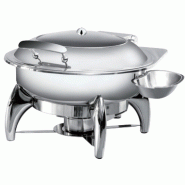 Chafing dish rond à hublot - 6 litres - Acier inox - Bain-marie avec support combustible Chafing dish rond à hublot - 6 litres - Acier inox - Bain-marie avec support combustible