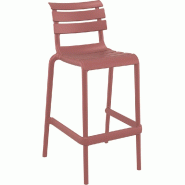 Chaise de bar empilable d'extérieur Sorgues en polypropylène marsala