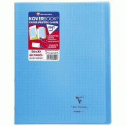 Clairefontaine Lot de 10 Cahier Kover Book 24x32, 48p./24 feuilles 90 g/m² piquées, couv. Transparente bleu, Séyès - 3037929844023