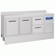 Comptoir bar réfrigérée avec 2 portes et 2 tiroirs, 1885x700 mm, 480 litres, -2°/+8°C - VIRTUS - 0615402842938
