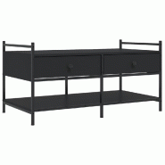 Décoshop26 - Table basse avec tiroirs et étagères design contemporain épuré 99 x 50 x 50 cm bois d'ingénierie noir et métal DEC039867 - noir m�