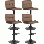 Décoshop26 - Lot de 4 tabourets de bar en velours marron coutures décoratives piètement métal noir 10_0004505 - marron 3000252143781 Décoshop26 - Lot de 4 tabourets de bar en velours marron coutures décoratives piètement métal noir 10_0004505 - marron 3000252143781