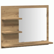 Helloshop26 - Armoire à miroir design épuré salle de bain 60 x 10 x 45 cm espace de rangement pratique en bois chêne artisanal 02_0050828 - verre