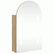 Helloshop26 - Armoire de bain à miroir LED design épuré murale 42 x 13 x 70 cm avec étagères réglables en bois chêne 02_0047276 - verre 3000234690135