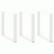 Helloshop26 - Lot de 3 pieds de table à manger en U设计 moderne 80 x 73 cm avec niveleurs réglables en acier blanc 02_0057445 - blanc acier 300024