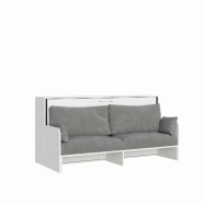 Itamoby Lit simple escamotable Kando avec canapé en frêne blanc, gris - gris VE90SINKORSOF-BF-20