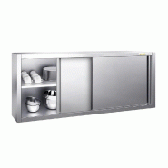 Placard mural inox 1800x400 mm - Hauteur 650 mm avec portes coulissantes IDEAL - GOLDINOX - gris inox 3701770827954