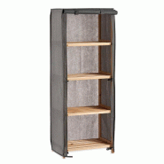 San Ignacio KIPIT - Étagère en tissu et bois 113 x 42 x 30cm couleur grise - SANR343