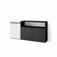 SKRAUT HOME Buffet salon et cuisine, 150x75x35cm, 3 Portes, Meuble chaussure, Blanc et noir - blanc Bois manufacturé 66_5