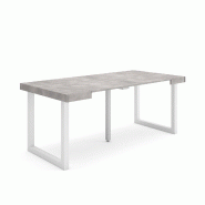 SKRAUT HOME Table console extensible, 180, Pour 8 personnes, Pieds bois massif, Ciment - gris Bois manufacturé 257_7