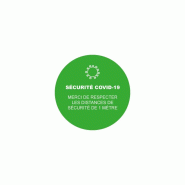 Sticker rond marquage au sol "Sécurité Covid-19" - Vert