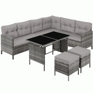TecTake GmbH tectake Canapé de jardin BARLETTA modulable  Gris/Beige - multicolore multi-matériau 406514