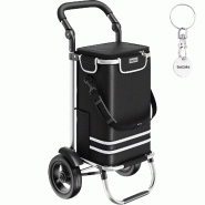 TecTake GmbH tectake Chariot de courses Shopper 3 en 1 pliable sac isotherme caddie roulant diable bandoulière aluminium polyester noir - noir multi-