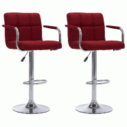 VidaXL Chaises de bar lot de 2 bordeaux tissu Modèle Atlas Design - 283427_0