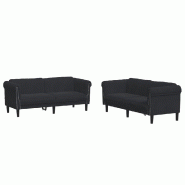 VidaXL Ensemble de canapés 2 pcs noir velours Modèle Pervoria - 3209224