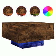 VidaXL Table basse avec lumières LED chêne fumé 55x55x31 cm Modèle Atlas Infinite Industriel - 836578