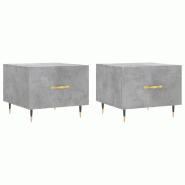 VidaXL Tables basses 2 pcs gris béton 50x50x40 cm bois d'ingénierie Modèle Aero Marine Élite - 829357