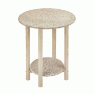 WellHome - Table basse collection Gazte, finition SANS vernis 50x50x75 cm - beige WH13319