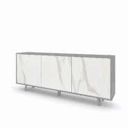 AQA Design Buffet VENBRUK 3 portes en melamine, marbre calacatta L.177 P.41 H.74 MP07019 - multicolore Bois manufacturé MP07019